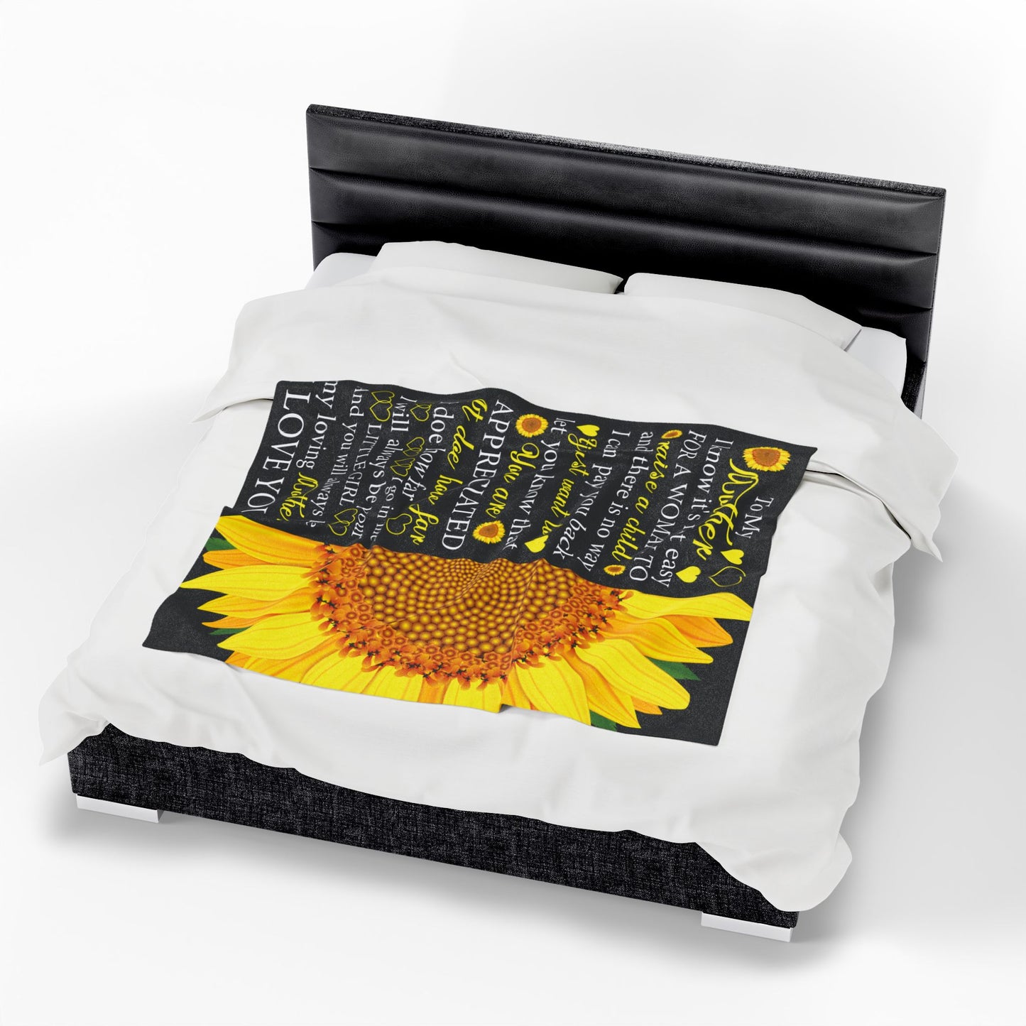 Sunflower Plush Blanket - Heartfelt Gift for Mom, Inspirational Quote Decor